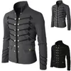 Mężczyźni Vintage Kurtka wojskowa Gothic Wojskowa Kurtka Haftowane Przyciski Solid Color Top Retro Uniform Cardigan Outerwear