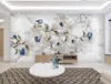Wallpapers 3D alívio minimalista jóia elegante tridimensional jóias flor da decoração da parede fundo da pintura moderna