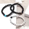 Nouveauté 8 MM noir blanc Onyx Howlite perles Bracelet pour femmes à la main élastique pierre naturelle Couple Bracelet bijoux cadeau