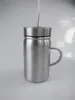 500mlのステンレス鋼のマグカッグメイソンジャーダブルウォールメーソンカップハンドルのコーヒービールジュースマグマスソン缶ウォーターカップ無料シップピン