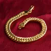 OMHXZJ Whole Personality Bangle Fashion Unisex Party Wedding Gift Gold Full Lateral Chain 18KT Gold Bracelet BR1334952595