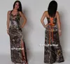 Long Camo Split Bridesmaid Dresses with Laceup Back Camouflage Print Long Floor Length Plus Size Country Wedding Guest Formal Gow4889025