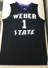 Weber State Wildcats College Damian Lillard #1 Vit Svart Lila Retro baskettröja Herrsydda anpassade tröjor med namn valfritt nummer