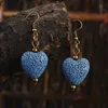 8 colors Lava Rock Heart shape Dangle Earrings Essential Oil Diffuser Natural stone Drop Ear Rings For women Fashion Aromatherapy Jewelry