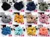 100 % моды Женщины Женщины Женщины с цветочным принтом Satin Hair Bands Chiffon Scrunchies Женская девочка