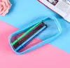 Ny PVC Pencil Bag Zipper Pouch School Studenter Rensa Transparent Vattentät Plast Förvaring Box Pen Case Mini Travel Makeup Väskor