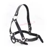 Bondage New 42mm O-Ring Open Mouth Gag Head Lock Slave Harness Mask Faux Leather Rubber #R78