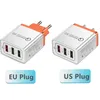 3 poorten Wall Chargers QC3.0 Snelle lading Drie USB-telefoonadapters EU US Plug Fast Charging voor iPhone Samsung Smart Phone