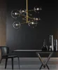Nórdico cobre negro metal bola de vidrio araña colgante lámpara magia frijol iluminación hogar hotelero accesorio pa0579