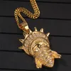 Europa e America Hotsale Collana Hip Hop Collana con pendente Liberty in acciaio inossidabile 316L placcato oro giallo per uomo Donna Bel regalo