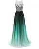 Sexy koronki gradientowe sukienki z długim szyfonowym plus size ombre wieczorowe suknie imprezowe formalna suknia Party QC1530