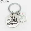 Nurse Cap Stainless Steel Keychain Engraved I am a nurse Keyring Heart Key Chains Charm Love Medicine School Students Gifts