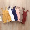 Nouveau-né bébé couleur unie barboteuse enfant sling combinaisons 2019 d'été volants une pièce enfants vêtements d'escalade 6 couleurs C6317