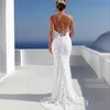 2019 Nya Bohemian Beach Wedding Dresses Spaghetti Backless Mermaid Brudklänningar svep Train Lace Country Princess Dress for Brides9771216