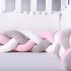 Berço do bebê amortecedor atado trançado de pelúcia berço decoração presente recém-nascido travesseiro almofada cama júnior sono pára-choques 2 metros whi174k