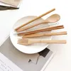 bamboo cutlery set spoon knife fork reusable flatware picnic travel disposable eco friendly 100% biodegradable dinnerware