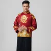 Oriental Element Male Tang Suit Chinese Wedding Robe Bridegroom Chinese Traditionell bröllopsdräkt The Groom Gown Jacket Robe236J