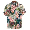 Casual camisa de manga curta impressão havaiana camisa masculina baggy praia botão retro turn down collar blusa masculina topos mascul268k
