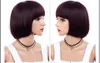 Syntetisk kort Bob Wig Middle Part Vin Röd Paryk för Kvinnor Straight Hair Wigs Party Cosplay