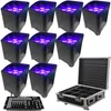 10pcs App control uplighting Hex 6*18W 6in1 RGABW UV LED Battery Projector LED Par Light for wedding with Rain Cover