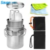 Camping Cookware Set Titanium Fogão Panela Panela Fripan Tigela Cupstainless Caneca Copo de Água - Ultra Luz Portátil Cooking Equipment Mess Mess Kit