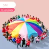 Happymaty 2M/3M/3.6M/4M Diameter Outdoor Rainbow Umbrella Parachute Toy Kindergarten Teamwork Game Toy For Children