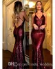 2019 Abito da ballo bordeaux con paillettes Nuovo arrivo Sirena Abiti da cerimonia lunghi da cerimonia Abiti da sera per la laurea Custom Made Plus Size