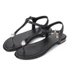 Hot Koop-Nieuwe 2019 Zomer Lederen Flip Flops Dames Schoenen Gladiator Casual Flat Sandal Woman White Black