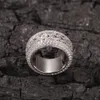 Hip Hop Bling With Side Stones Iced Out Cubic Zirconia CZ Ring for Men Women Spinner Cuban Chain Round Rings Party Jewelry