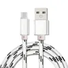 1m 2m 3m Typ C Kablar Micro USB Data Tyg Laddare Kabel för Samsung S6 S7 S8 Plus MacBook HTC Android Telefon