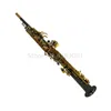 New Arrival Brass Straight Tube B Flat Soprano Saxophone Brass Black Nickel Body Gold Lacquer Key Sax Music Instrument with Case