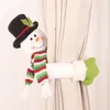 Rideau de Noël Boucle Embrasse Père Noël bonhomme de neige Décorations de fenêtre Poupée de dessin animé de Noël Crochet de rideau Décorations de Noël volonté et sablonneux