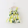 여름 신생아 의류 유아 여자 아기 레몬 꽃 무리 캐주얼 파티 드레스 선 드레스