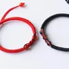 Natuurlijke rode zwarte onyx steen kralen armband vrouwen mannen gezegend goede geluk knopen armband verstelbare string Tibetaanse budistische sieraden