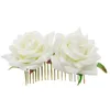 White/Red Rose Flower Headpieces Combs Wedding Bridal Fashion Jewelry Women Prom Headpiece Charm Hair Accessories Hair Pins Clips