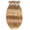 Honey Blonde Menselijk Haar Weave Bundels # 27 # 30 Maleisische Virgin Bruin Straight Hair 3 of 4 Bundels 16-24 Inch Remy Human Hair Extensions