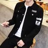 Męskie Wiosna Harajuku Ripped Demin Kurtki Mężczyzna Black Streetwear Casual Slim Denim Coat Men Windbreaker Bomber Jacket Cothes