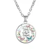 Nouvelle religion Bible écriture collier pour femmes chrétiens versets lettre fleur verre cabochon pendentif chaînes foi bijoux cadeau