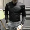 Långärmad formell skjortor för män Solid Slim Casual Basic Tenn-down Collar Business Dress Shirts Korean Camisas Masculina