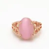 Rose Gold Woman Ring Natural Female Pink Crystal Furong Stone Jewel Opening Adjustable CZ Ring Jewelry