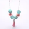 Child Kids Chunky Beads Necklace Fashion Tassel Pendants Girls Chunky Bubblegum Beads Chain Necklace For Party Gift