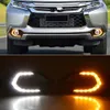 2pcs Car LED Daytime Running Light DRL lampe pour Mitsubishi Pajero Sport 2016 2017 2018 2019 Fog Lamp Turn Signal