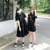 Party Dresses Girls Twins Black Summer Sukienka Ladies Streetwear Piękny Chic Korea Styl Girl Long Kawaii Odzież