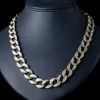 الانتهاء من الرجال 15 ملم Zircon Zircon Miami Cuban Link Necklace Choker Chain Bling Bling Hip Hop Custom Jewelry سلسلة 16 "18" 20 "24"