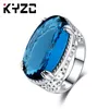 All'ingrosso-Nuovo gioielli in argento placcato per anelli di pietre preziose blu luce da parti europee e americane