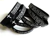 50pcs Black Bible Jesus Serenity Prayer Silicone Bracelets Men Wristband Women Religious Faith Soft Rubber Bangle Xmas Gift Hot sale Jewelry