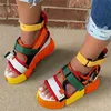 2021 Sandali con plateau Donna Zeppa Tacchi alti Scarpe Hookloop Canvas Estate Zapatos Mujer GladiatorPlus Size1