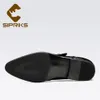 Sipriks Mens Balck Scarpe eleganti in pelle verniciata Elegante a punta in pelle lucida Cinturino con fibbia Oxfords Maschile Festa di nozze Abiti da uomo