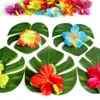 SF DHL Artificial Tropical Palm Leaves and Silk Hibiscus Flowers Party Decor Monstera Leaves Hawaiian Luau Jungle Beach Theme Party supplies