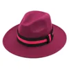 Fashion-Vintage Unisex Wool Blanda Panama Hat Jazz Outdoor Wide Brim Sombrero Godfathefedora Hattar Storlek 56-58cm